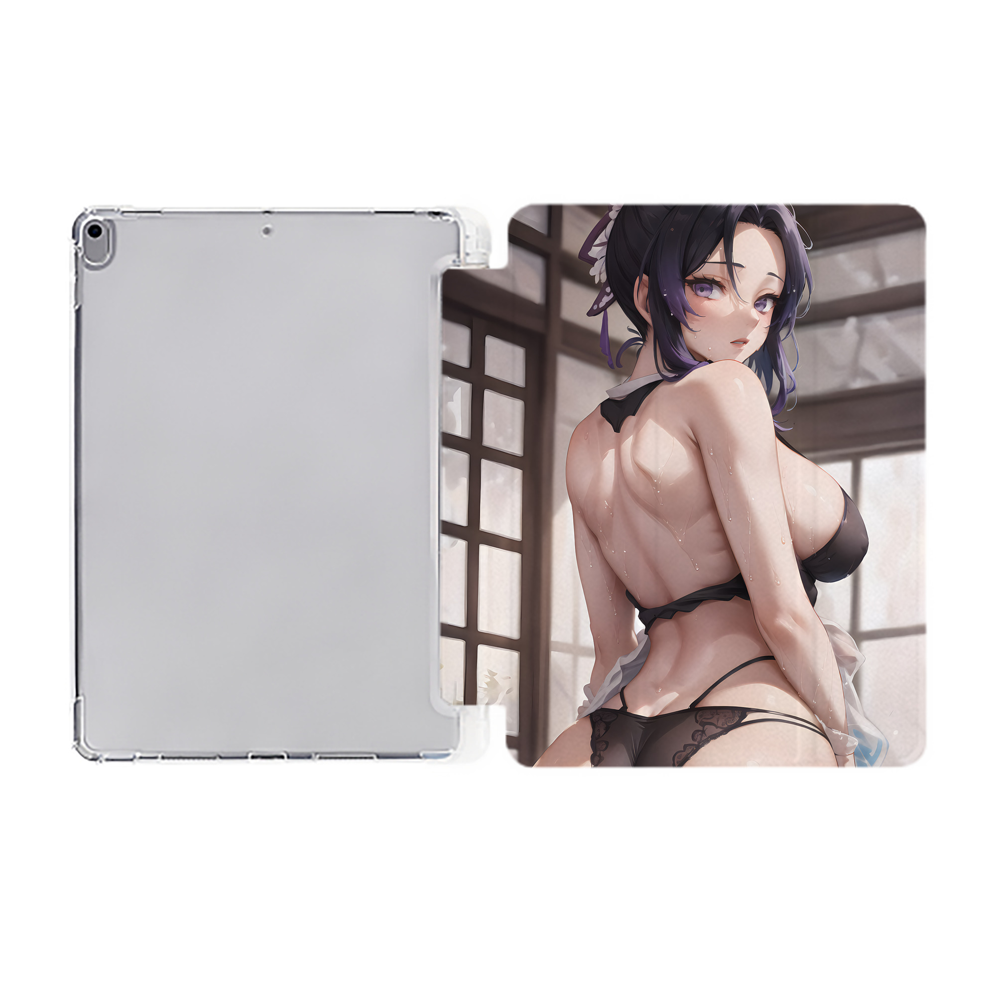 （画像用） 鬼滅の刃（きめつのやいば）蟲柱-胡蝶 しのぶ／こちょう しのぶ Kochou Shinobu IPad ケース ペン収納付き 三つ折りスタンド PUレザー×シリコン 対応機種9.5/10.5/10.9インチ